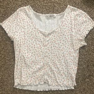 White w/ Pink Roses Top